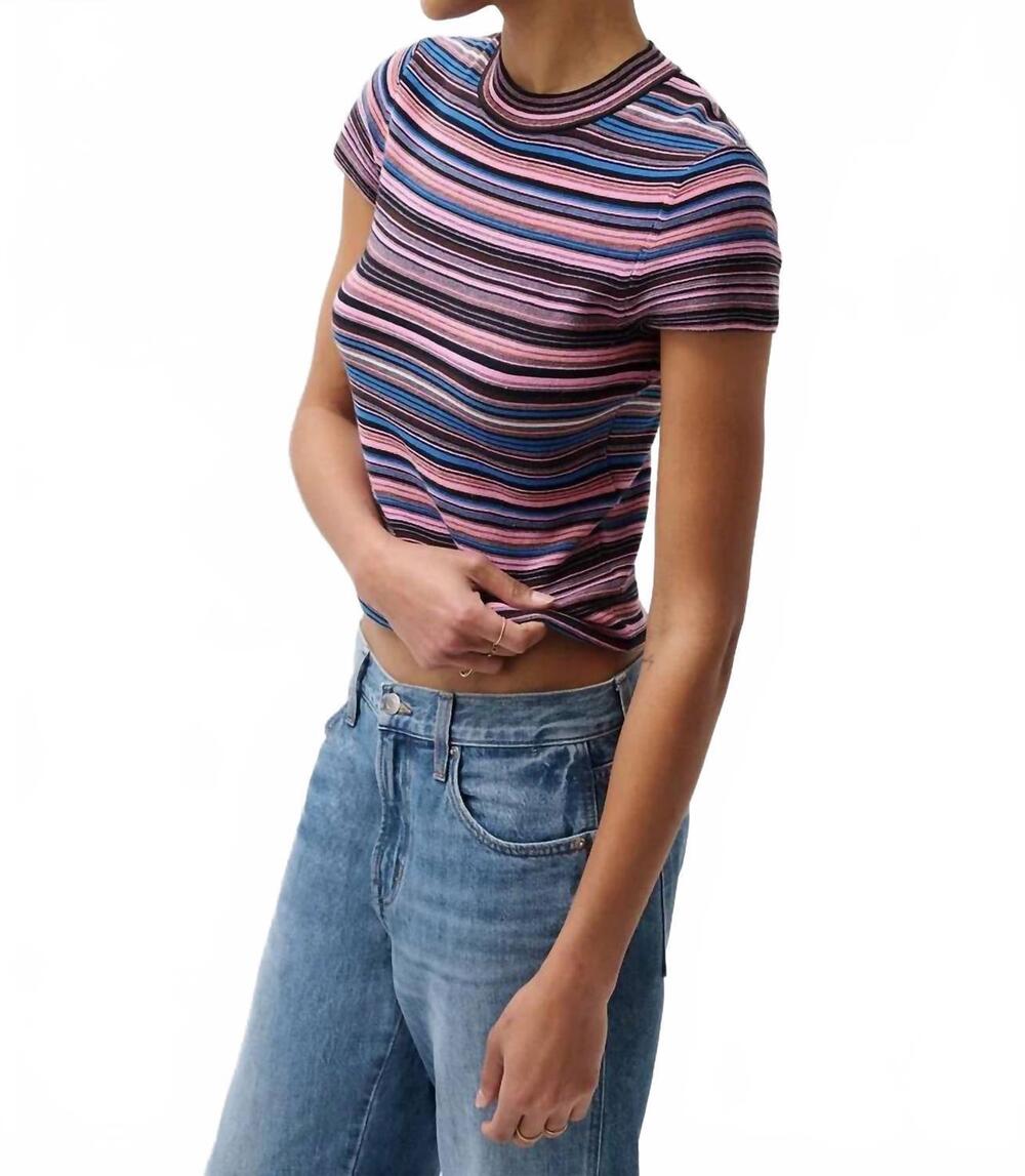 NEW PISTOLA selene short sleeve sweater tee in egyptian blue stripe